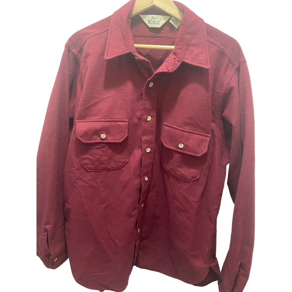Wool rich Vintage Rugged Burgundy Flannel Shirt Size L
